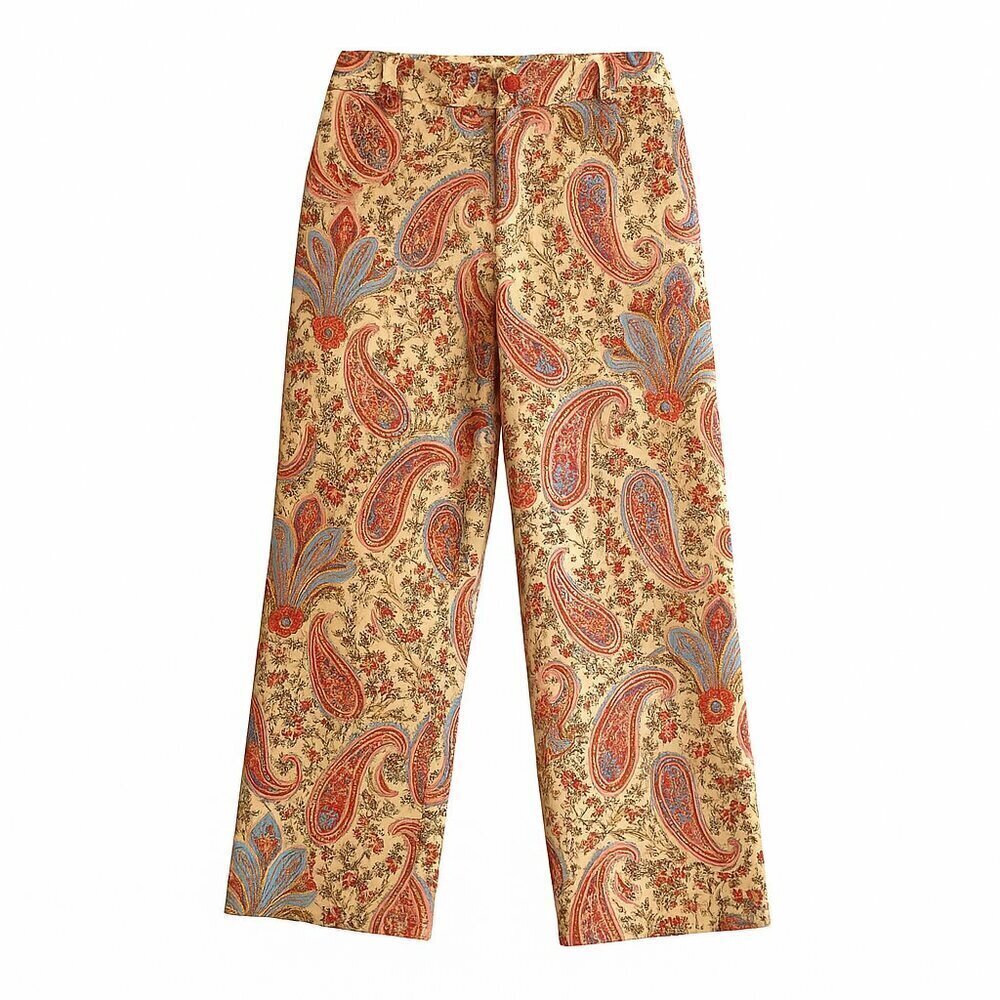 Vintage Talbots Paisley Crop Pants Size 4 (90s / Y2K) Stretch Cotton
